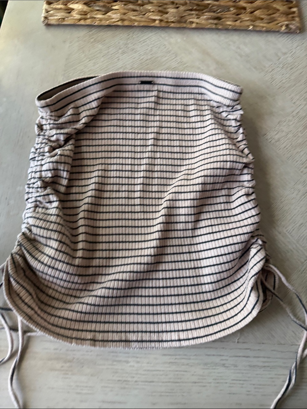 Volcom Beige and Black Ribbed Strapless Top